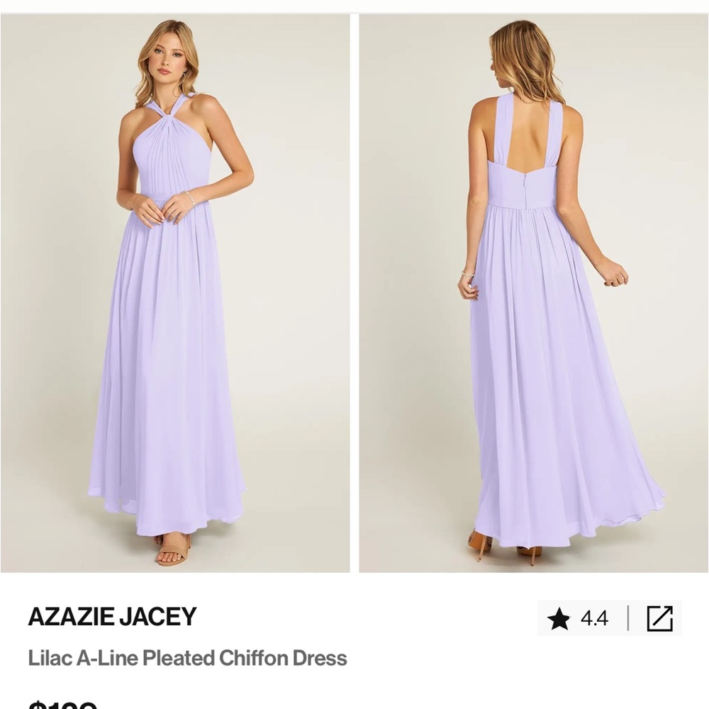 Azazie Jacey Lilac A-Line Pleated Chiffon Dress